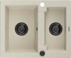 Mexen Carlos lavello in granito 1,5 vasca 582 x 475 mm, beige, sifone nero - 6518581500-69-B