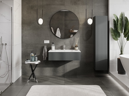 Mexen Rivel armoire de salle de bain 90 cm avec lavabo Otis, 1 tiroir, rainurée, graphite mat/blanc mat