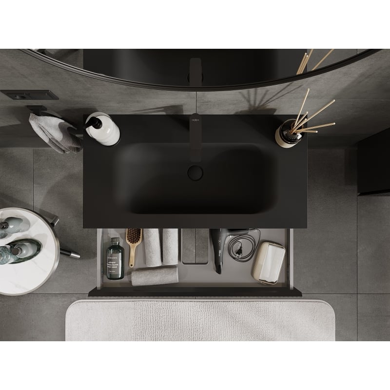 Mexen Rivel vannitoa kapp 90 cm kraanikausiga Vela, 1 sahtel, sooneline, must matt - 91A20-09023-1-BF71-W23M71