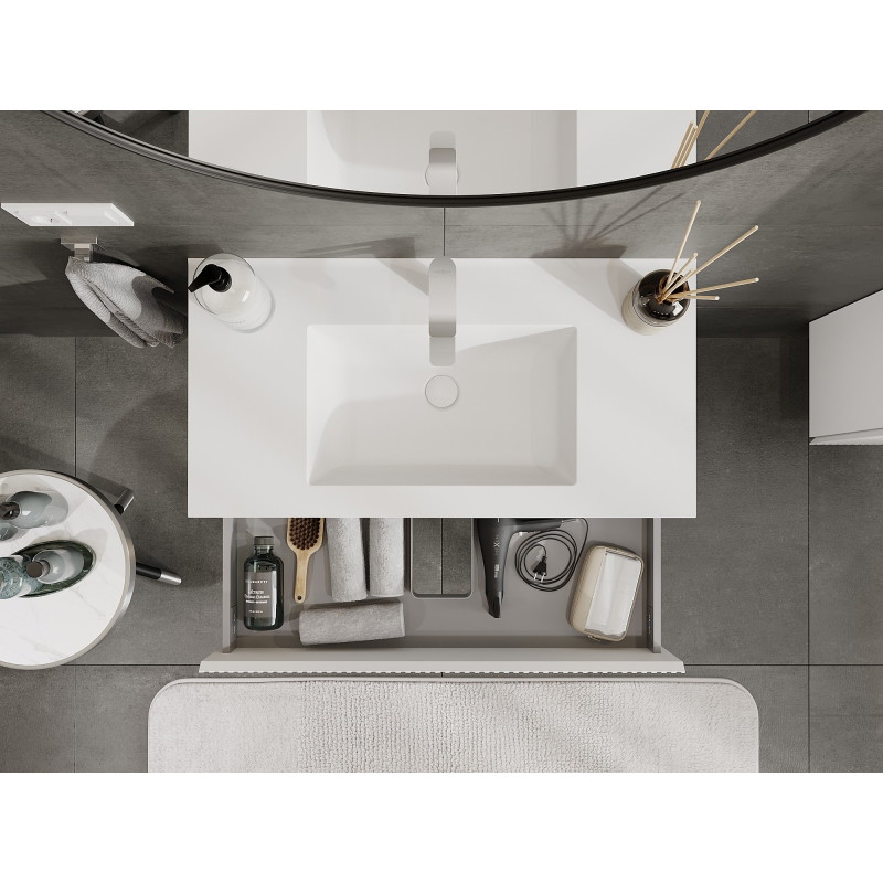 Mexen Rivel vannitoakapp 90 cm, Otis valamu, 2 sahtlit, sooneline, valge matt - 91A20-09047-2-BFF01-W18M01