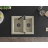 Mexen Carlos granieten gootsteen 1,5-kamer 582 x 475 mm, beige, zwarte sifon - 6518581500-69-B