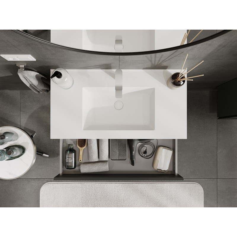 Mexen Rivel vannitoa kapp 90 cm valamu Otis, 2 sahtliga, sooneline, grafiit matt/valge matt - 91A20-09047-2-BFF66-W18M0