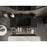 Mexen Rivel Badezimmerschrank 90 cm mit Waschbecken Otis, 2 Schubladen, geriffelt, Schwarz matt - 91A20-09047-2-BFF71-W18M71