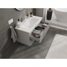 Mexen Rivel armoire de salle de bain 90 cm avec lavabo Vela, 2 tiroirs, rainurée, gris mat/blanc mat