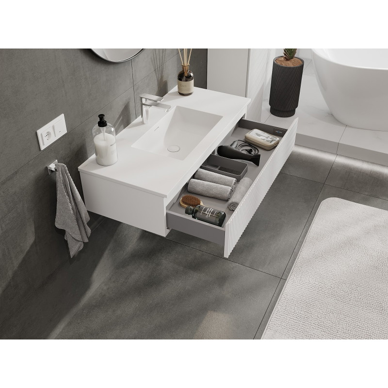 Mexen Rivel vannitoakapp 100 cm valamu Otis, 1 sahtel, sooneline, valge matt - 91A20-10023-1-BF01-W18M01