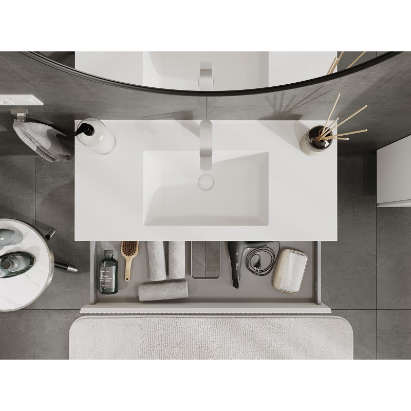 Mexen Rivel vannitoakapp 100 cm valamu Otis, 1 sahtel, sooneline, valge matt - 91A20-10023-1-BF01-W18M01