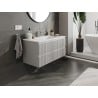 Mexen Rivel meuble de salle de bain 100 cm avec lavabo Otis, 2 tiroirs, rainuré, gris mat/blanc mat
