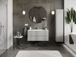 Mexen Rivel armario de baño de 100 cm con lavabo Otis, 2 cajones, acanalado, gris mate/blanco mate - 91A20-10047-2-BFF62-W18M01