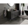 Mexen Rivel bathroom cabinet 100 cm with Otis sink, 2 drawers, fluted, black matte - 91A20-10047-2-BFF71-W18M71