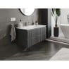 Mexen Rivel meuble de salle de bains 100 cm avec lavabo Vela, 2 tiroirs, rainuré, graphite mat/blanc mat -