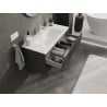 Mexen Rivel meuble de salle de bains 100 cm avec lavabo Vela, 2 tiroirs, rainuré, graphite mat/blanc mat -