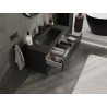 Mexen Rivel Badezimmerschrank 100 cm mit Waschbecken Vela, 2 Schubladen, geriffelt, schwarz matt - 91A20-10047-2-BFF71-W23M71