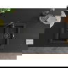 Mexen Carlos Granitspüle 1,5-beckig 582 x 475 mm, schwarz/silberner Metallic, schwarzer Siphon - 6518581500-73-B