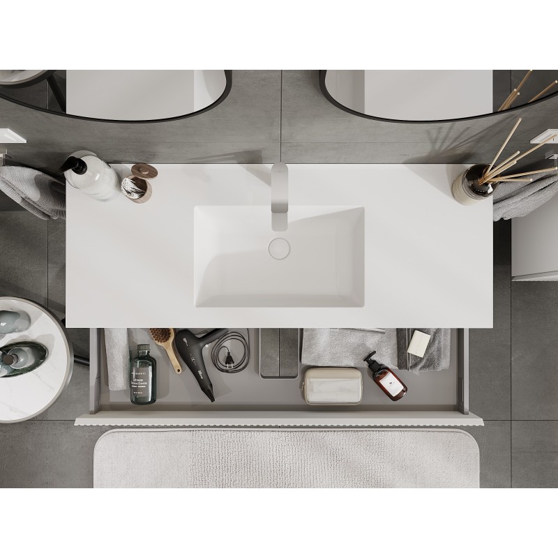 Mexen Rivel armario de baño 120 cm con lavabo Otis, 1 cajón, acanalado, blanco mate - 91A20-12023-1-BF01-W18M01