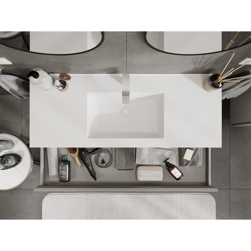 Mexen Rivel armario de baño 120 cm con lavabo Otis, 1 cajón, estriado, gris mate/blanco mate - 91A20-12023-1-BF62-W18M01