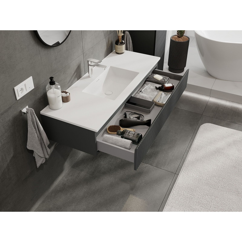Mexen Rivel 120 cm vannitoakapp valamu Otisega, 1 sahtel, sooneline, grafiit matt/valge matt - 91A20-12023-1-BF66-W18M0