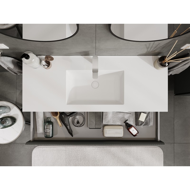Mexen Rivel mobile bagno 120 cm con lavabo Otis, 1 cassetto, scanalato, grafite opaco/bianco opaco - 91A20-12023-1-BF66-W18M0