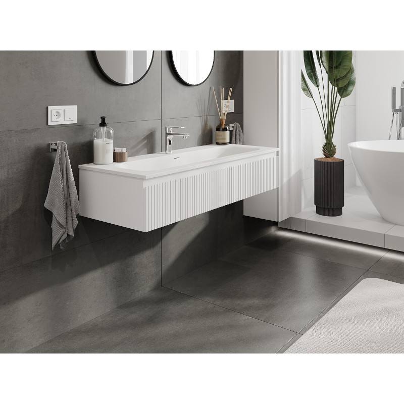 Mexen Rivel vannitoakapp 120 cm valamu Vela, 1 sahtel, soonik , valge matt - 91A20-12023-1-BF01-W23M01