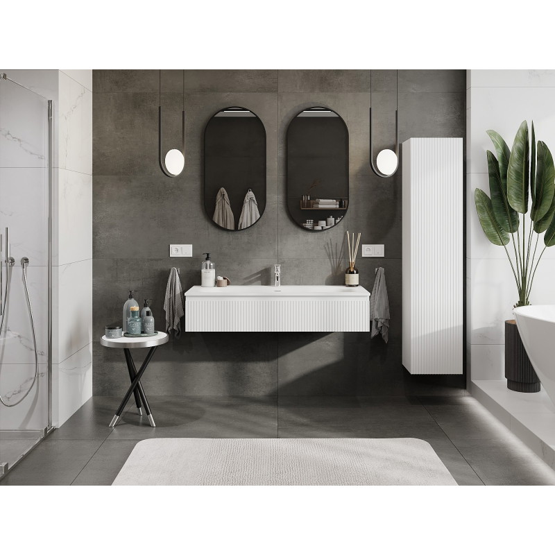 Mexen Rivel vannitoakapp 120 cm valamu Vela, 1 sahtel, soonik , valge matt - 91A20-12023-1-BF01-W23M01