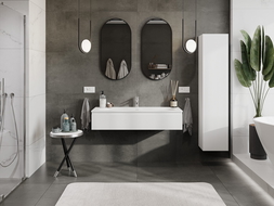 Mexen Rivel armoire de salle de bain 120 cm avec lavabo Vela, 1 tiroir, rainurée, blanc mat - 91A20-12023-1-BF01-W23M01