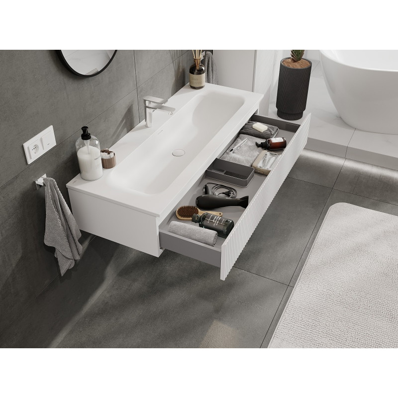 Mexen Rivel vannitoakapp 120 cm valamu Vela, 1 sahtel, soonik , valge matt - 91A20-12023-1-BF01-W23M01