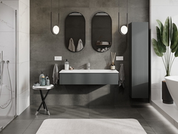 Mexen Rivel meuble de salle de bain 120 cm avec lavabo Vela, 1 tiroir, nervuré, graphite mat/blanc mat -