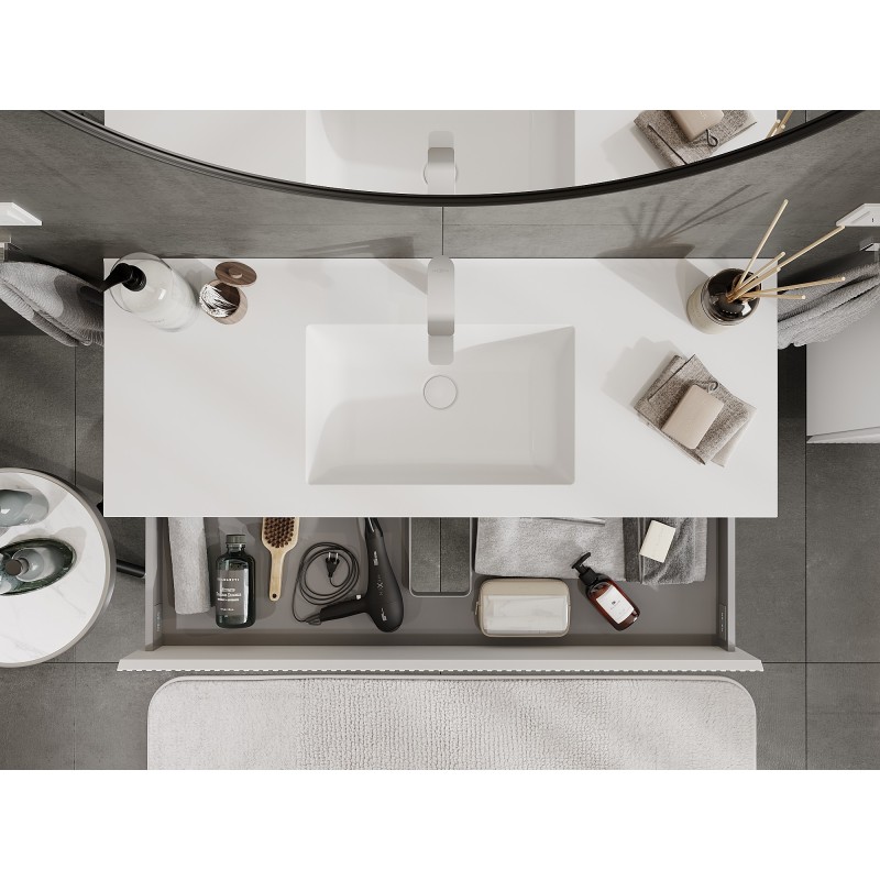 Mexen Rivel mueble de baño 120 cm con lavabo Otis, 2 cajones, acanalado, blanco mate - 91A20-12047-2-BFF01-W18M01