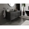 Mexen Rivel 120 cm bathroom cabinet with Otis washbasin, 2 drawers, fluted, matte black - 91A20-12047-2-BFF71-W18M71