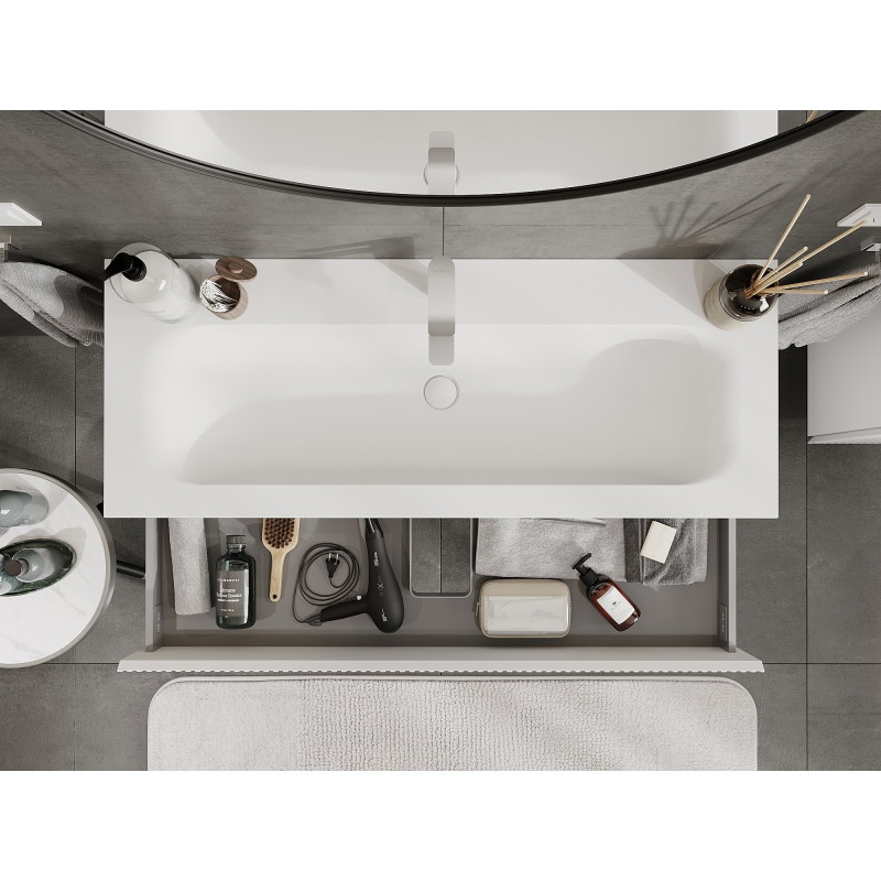 Mexen Rivel 120 cm Bathroom Cabinet with Vela Sink, 2 Drawers, Fluted, White Matte - 91A20-12047-2-BFF01-W23M01