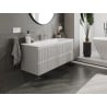Mexen Rivel meuble de salle de bains 120 cm avec lavabo Vela, 2 tiroirs, rainuré, gris mat/blanc mat -