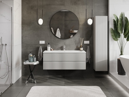 Mexen Rivel vannitoa kapp 120 cm koos valamuga Vela, 2 sahtlit, soonikuline, hall matt/valge matt - 91A20-12047-2-BFF62-W23M0
