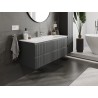 Mexen Rivel bathroom cabinet 120 cm with sink Vela, 2 drawers, fluted, matte graphite/white matte - 91A20-12047-2-BFF66-W23M