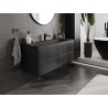 Mexen Rivel meuble de salle de bain 120 cm avec lavabo Vela, 2 tiroirs, rainuré, noir mat - 91A20-12047-2-BFF71-W23M71