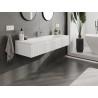 Mexen Rivel bathroom cabinet 140 cm with Vela basin, 1 drawer, grooved, matt white - 91A20-14023-1-BF01-W23M01