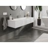 Mexen Rivel mueble de baño de 140 cm con lavabo Vela, 1 cajón, estriado, blanco mate - 91A20-14023-1-BF01-W23M01