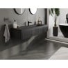 Mexen Rivel meuble de salle de bain 140 cm avec lavabo Vela, 1 tiroir, rainurée, noir mat - 91A20-14023-1-BF71-W23M71