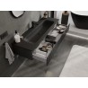 Mexen Rivel badkamerkast 140 cm met wastafel Vela, 1 lade, gegroefd, zwart mat - 91A20-14023-1-BF71-W23M71