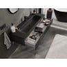 Mexen Rivel szafka łazienkowa 140 cm z umywalką Vela, 1 szuflada, ryflowana , czarna mat - 91A20-14023-1-BF71-W23M71