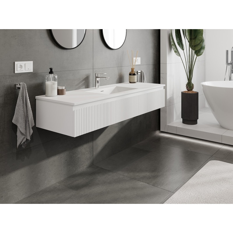 Mexen Rivel 140 cm vannitoakapp valamu Otis, 1 sahtel, sooneline, valge matt - 91A20-14023-1-BF01-W18M01