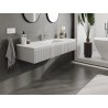 Mexen Rivel mobiletto da bagno 140 cm con lavabo Otis, 1 cassetto, scanalato, grigio opaco/bianco opaco