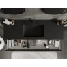 Mexen Rivel 140 cm bathroom cabinet with Otis washbasin, 1 drawer, fluted, black matte - 91A20-14023-1-BF71-W18M71