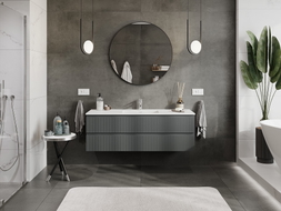 Mexen Rivel bathroom cabinet 140 cm with sink Otis, 2 drawers, fluted, graphite matte/white matte - 91A20-14047-2-BFF66-W18M