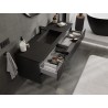 Mexen Rivel mueble de baño 140 cm con lavabo Otis, 2 cajones, estriado, negro mate - 91A20-14047-2-BFF71-W18M71