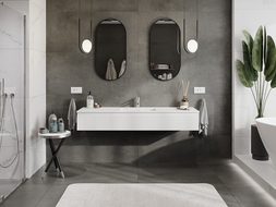 Mexen Rivel meuble de salle de bain 160 cm avec lavabo Otis, 1 tiroir, rainuré, blanc mat - 91A20-16023-1-BF01-W18M01