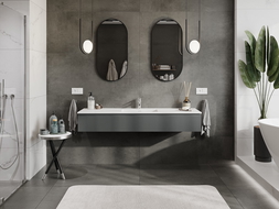 Mexen Rivel mobile bagno 160 cm con lavabo Otis, 1 cassetto, scanalato, grafite opaco/bianco opaco - 91A20-16023-1-BF66-W18M0