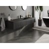 Mexen Rivel mobile da bagno 160 cm con lavabo Otis, 1 cassetto, scanalato, nero opaco - 91A20-16023-1-BF71-W18M71