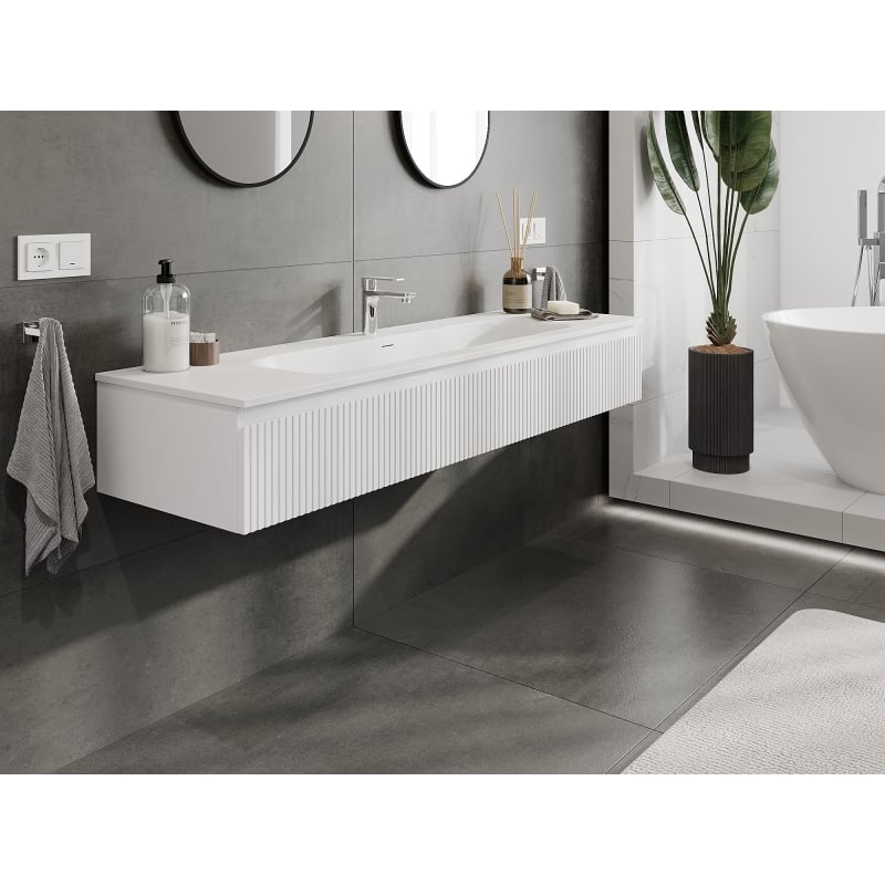 Mexen Rivel 160 cm vannitoakapp Vela valamu, 1 sahtel, sooniline, valge matt - 91A20-16023-1-BF01-W23M01