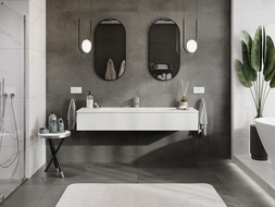 Mexen Rivel badkamerkast 160 cm met wastafel Vela, 1 lade, geribbeld, wit mat - 91A20-16023-1-BF01-W23M01