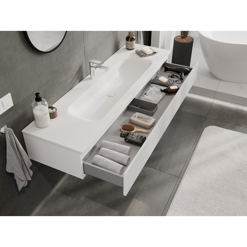 Mexen Rivel 160 cm vannitoakapp Vela valamu, 1 sahtel, sooniline, valge matt - 91A20-16023-1-BF01-W23M01