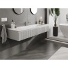Mexen Rivel armario de baño de 140 cm con lavabo Vela, 1 cajón, ranurado, gris mate/blanco mate - 91A20-16023-1-BF62-W23M01